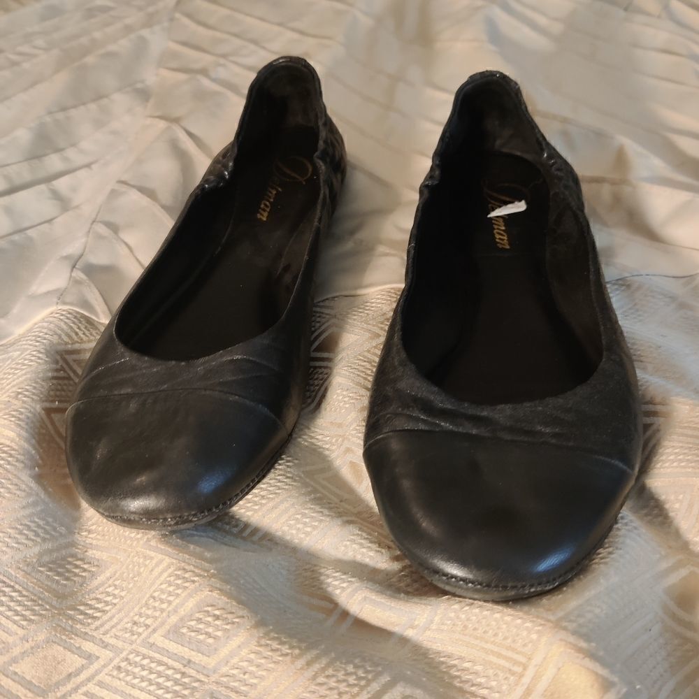 delman ballet flats black leather euc size 6